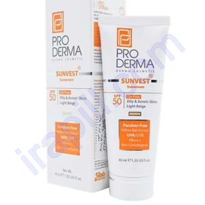 کرم ضد آفتاب فاقد چربی SPF50 پرودرما رنگ بژ روشن 40 میلی لیتر