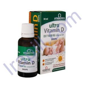 قطره خوراکی اولترا ویتامین (D3)، 1000 واحد ویتابیوتیکس 30 میلی لیتر