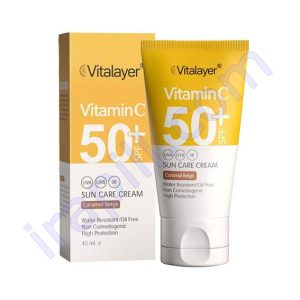 کرم ضد آفتاب SPF50+ حاوی ویتامین C ویتالیر (کارامل بژ) 40 میلی لیتر