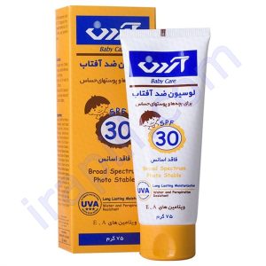 لوسیون ضد آفتاب کودکان و پوست های حساس آردن مدل SPF 30 وزن 75 گرم
