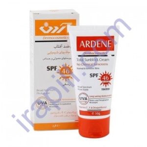 کرم ضد آفتاب رنگی فاقد جاذب های شیمیایی SPF46 آردن 50 گرم