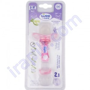 پستانک ارتودنسی ضدحساسیت با زنجیر و درپوش محافظ نوزاد 12-6 ماهه وی کر کد P111