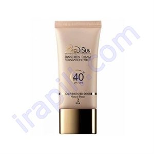 ضد آفتاب کرم پودری رنگ طبیعی مناسب پوست چرب SPF40 مدیسان 30 میلی لیتر تیوپی