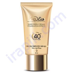 ضد آفتاب کرم پودری رنگی بژ خیلی روشن انواع پوست SPF40 مدیسان 30 میلی لیتر