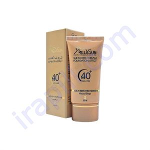 ضد آفتاب کرم پودری رنگی بژ طبیعی انواع پوست SPF40 مدیسان 30 میلی لیتر