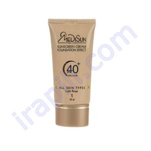 ضد آفتاب کرم پودری رنگی کاراملی مناسب پوست چرب SPF40 مدیسان 30 میلی لیتر