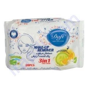 دستمال مرطوب پاک کننده آرایش دافی مدل 3 در 1 بسته 20 عددی
