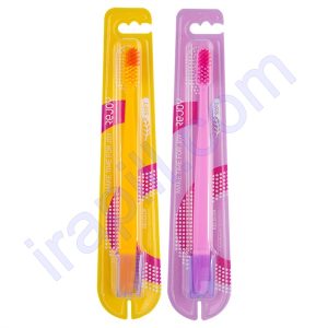 مسواک ریجوی مدل RETANGO Pink & Yellow با برس متوسط بسته 2 عددی