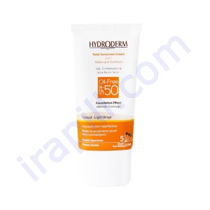 کرم ضد آفتاب کرم پودری فاقد چربی 2 در 1 SPF50  رنگی بژ روشن هیدرودرم  40 میلی لیتر