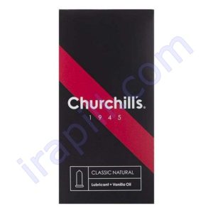 کاندوم چرچیلز مدل Classic Natural حاوی اسانس وانیل و روان کننده 12 عددی