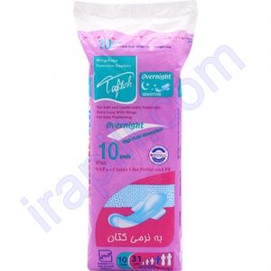 نوار بهداشتی ویژه شب کتانی تافته بسته 10 عددی