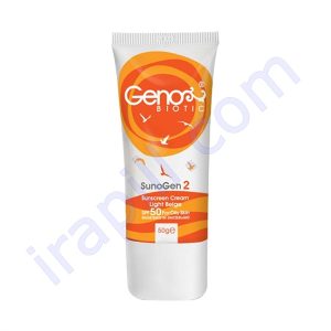 کرم ضد افتاب پوست های چرب و مختلط SPF50 سان ژن 2 بژ روشن ژنوبایوتیک  50 میلی لیتر