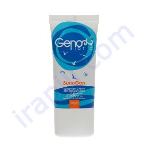 کرم ضد آفتاب پوست های خشک و معمولی SPF50  بی رنگ ژنوبایوتیک 50 میلی لیتر