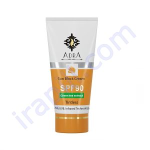 کرم ضد آفتاب فاقد چربی SPF90  بی رنگ آدرا حجم 75 میلی لیتر