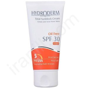 کرم ضد آفتاب بژ تیره SPF 30 فاقد چربی رنگی هیدرودرم 50 میلی لیتر
