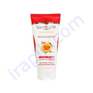 کرم ضد آفتاب و ضد چروک بی رنگ SPF50 انواع پوست سان سیف 50 میلی لیتر