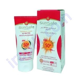 کرم ضد آفتاب و ضد چروک بژ طبیعی SPF50 انواع پوست سان سیف 50 میلی لیتر
