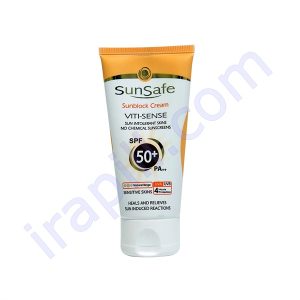 کرم ضد آفتاب رنگی ( بژ طبیعی) سان سیف فاقد جاذب های شیمیایی +SPF50 حجم 50 میلی لیتر