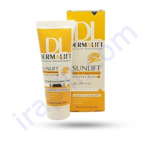 کرم ضد افتاب رنگی بژ طبیعی SPF50 مناسب پوست خشک درمالیفت 50 میلی لیتر