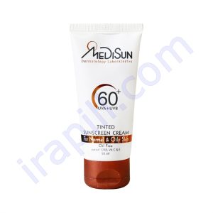 کرم ضد آفتاب رنگی SPF60 مدیسان مناسب پوست چرب و معمولی 50 میلی لیتر