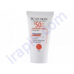 کرم ضد آفتاب SPF50 بی رنگ پوست خشک اسکن اسکین 40 میلی لیتر