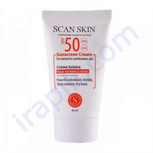 کرم ضد آفتاب SPF50 بی رنگ پوست معمولی اسکن اسکین  40 میلی لیتر