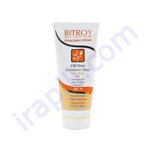 کرم ضد آفتاب SPF50 فاقد چربی رنگی بیتروی 40 میلی لیتر