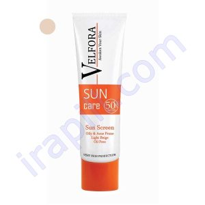 کرم ضدآفتاب فاقد چربی SPF50 ولفرا بژ روشن 40 میلی لیتر
