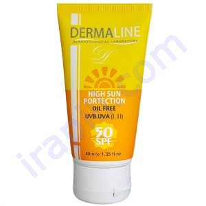 کرم ضد آفتاب فاقد چربی درمالاین SPF50 حجم 40 میلی لیتر