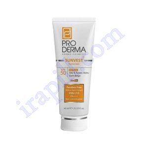 کرم ضد آفتاب فاقد چربی SPF50 پرودرما رنگ بژ تیره 40 میلی لیتر