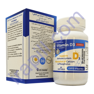 سافت ژل ویتامین D3 دو هزار واحد او پی دی فارما 60 عدد