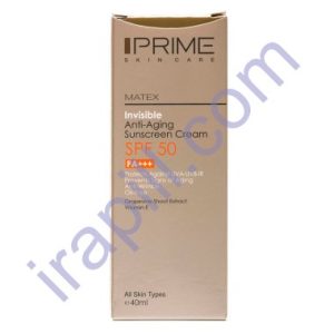 کرم ضدآفتاب جوان کننده فاقد رنگ SPF50 پریم 40 میلی لیتر