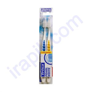 مسواک مدل Pearl White با برس نرم تریزا زرد-آبی